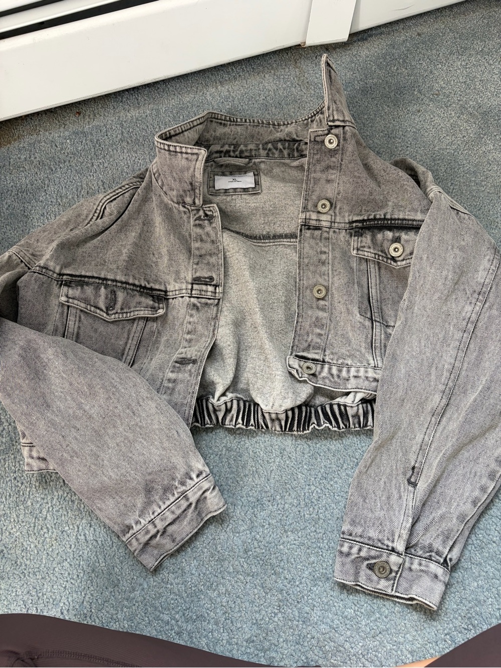 Highway Jeans Washed Gray Cropped Denim Jacket